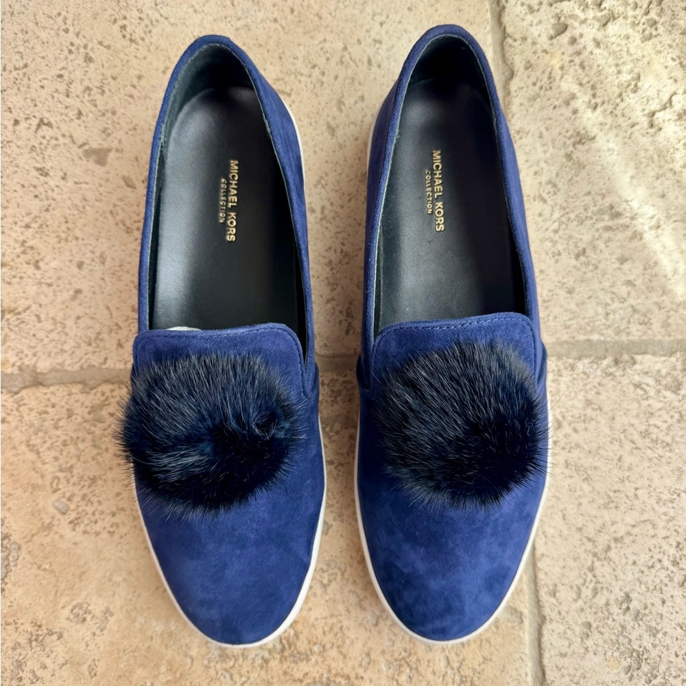Michael Kors Suede Loafers with Fur Pom